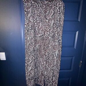 Brown and White Printed Pants